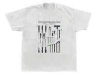 a white t - shirt with tools on it